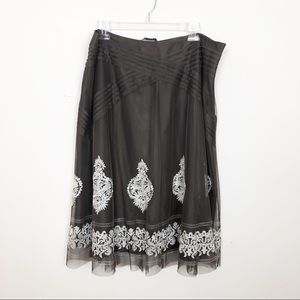 NYGARD Brown A line Embroidered Skirt Size 16